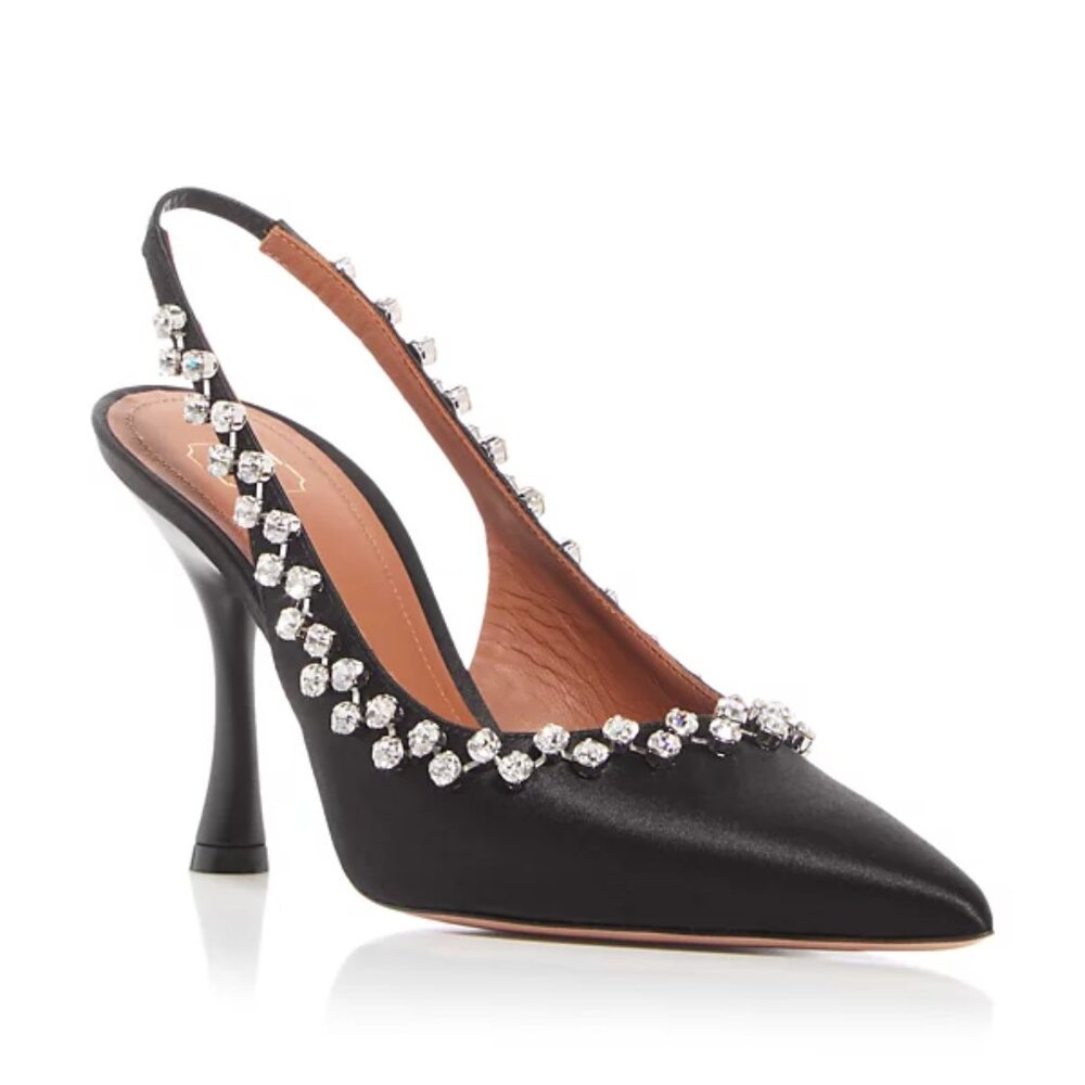 Malone Souliers Giselle Embellished Slingback Pumps NIB, Size 38.5/8